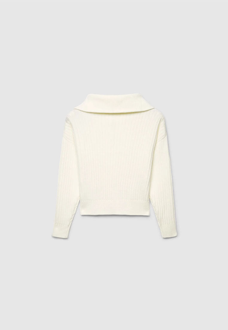 Women's Ribbed knit top with zip neck