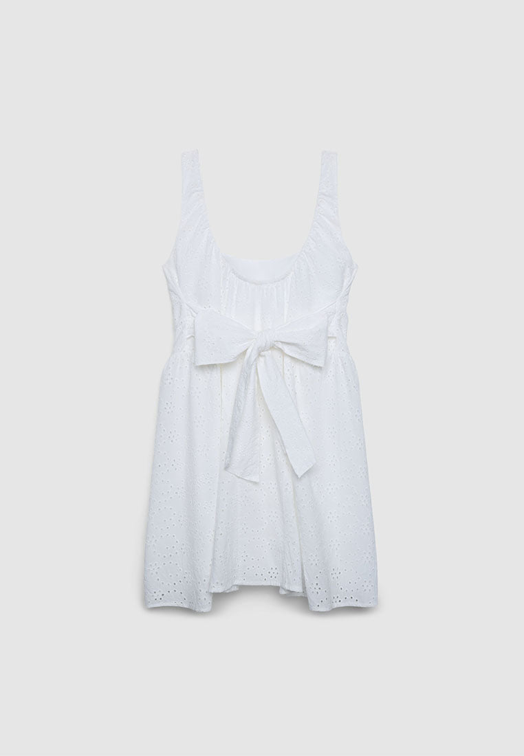 Women's Eyelet Lace Empire-Waist Mini Dress