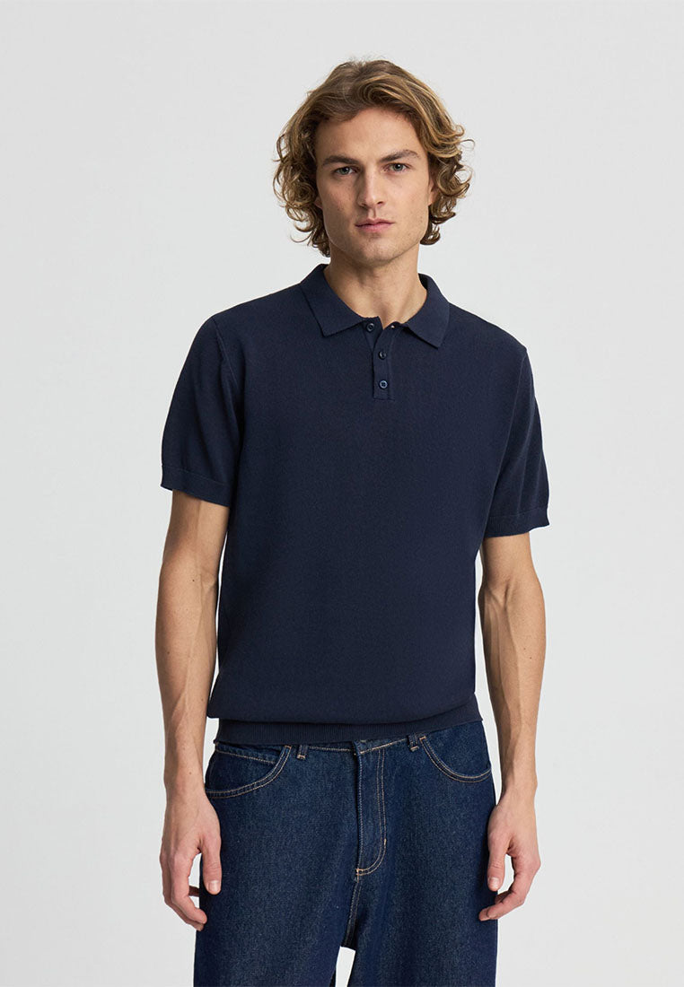 Men's Knitted Short Sleeved Polo Shirt