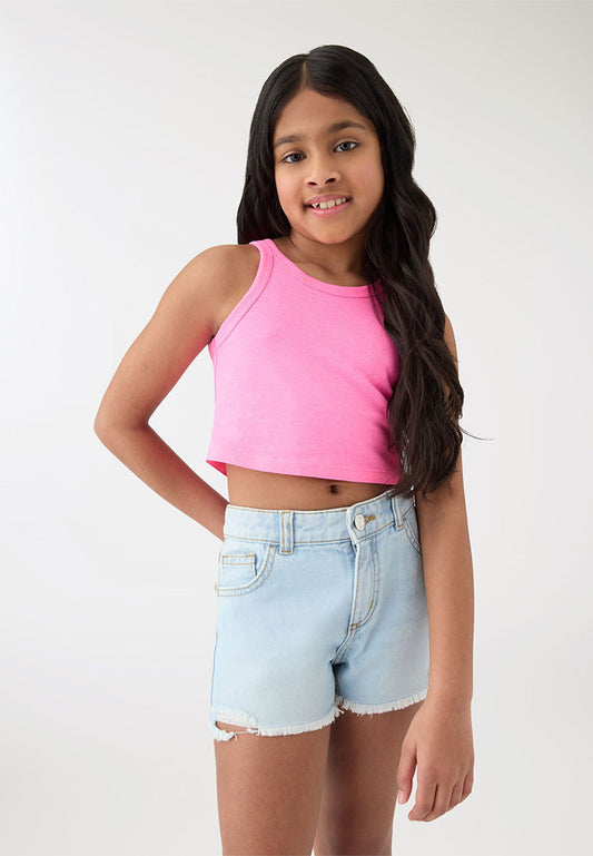 Sleveless Plain Tank Top For Girls