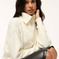 Women's Ribbed knit top with zip neck