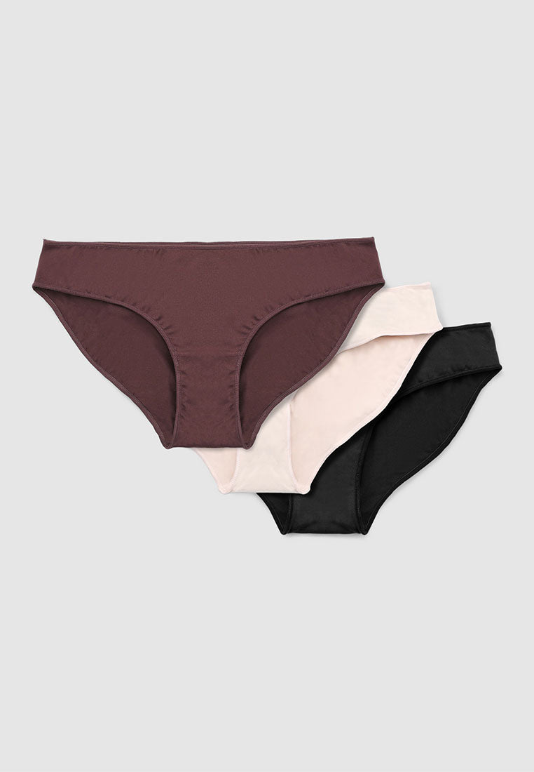 Women's Pack of 3 plain-colour briefs