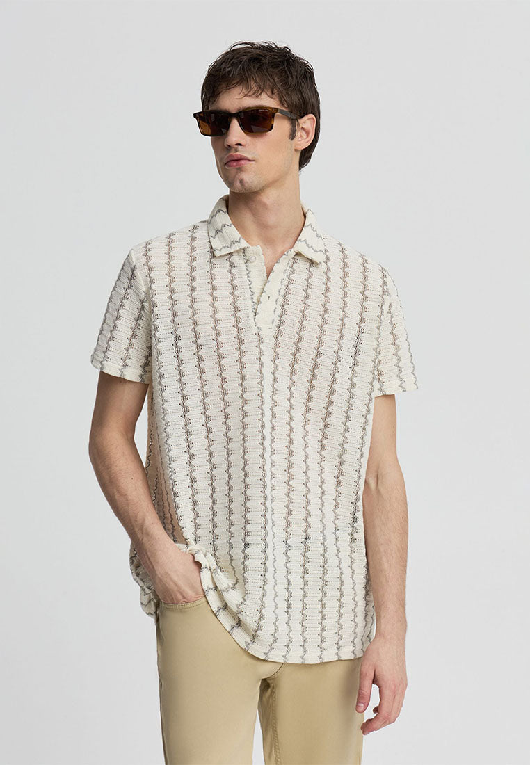 Men's Zigzag Striped Polo T-Shirt