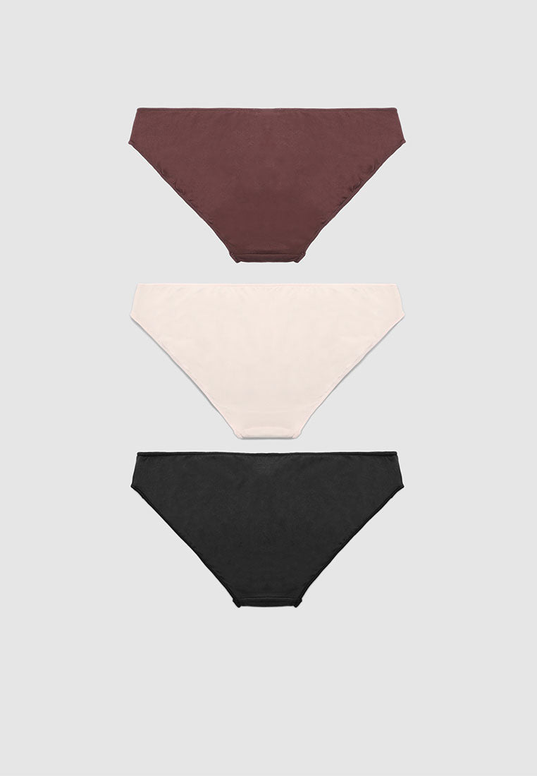 Women's Pack of 3 plain-colour briefs