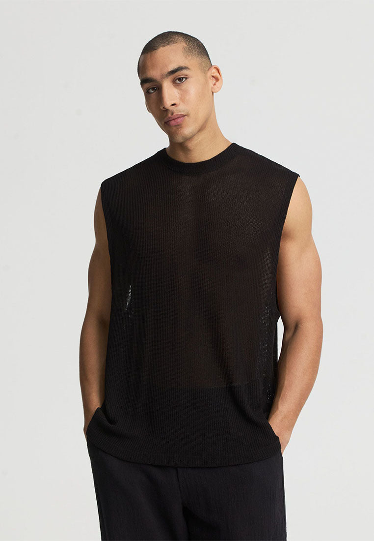 Men's Boxy Sleeveless Knit T-shirt