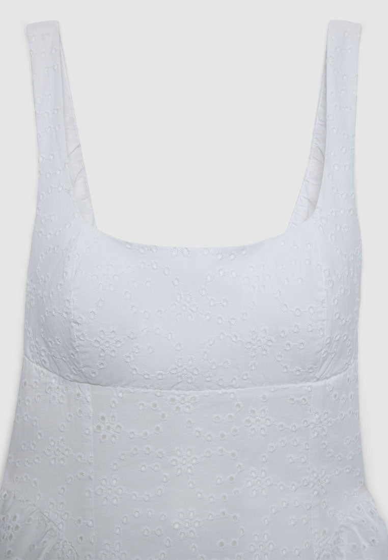 Women's Eyelet Lace Empire-Waist Mini Dress