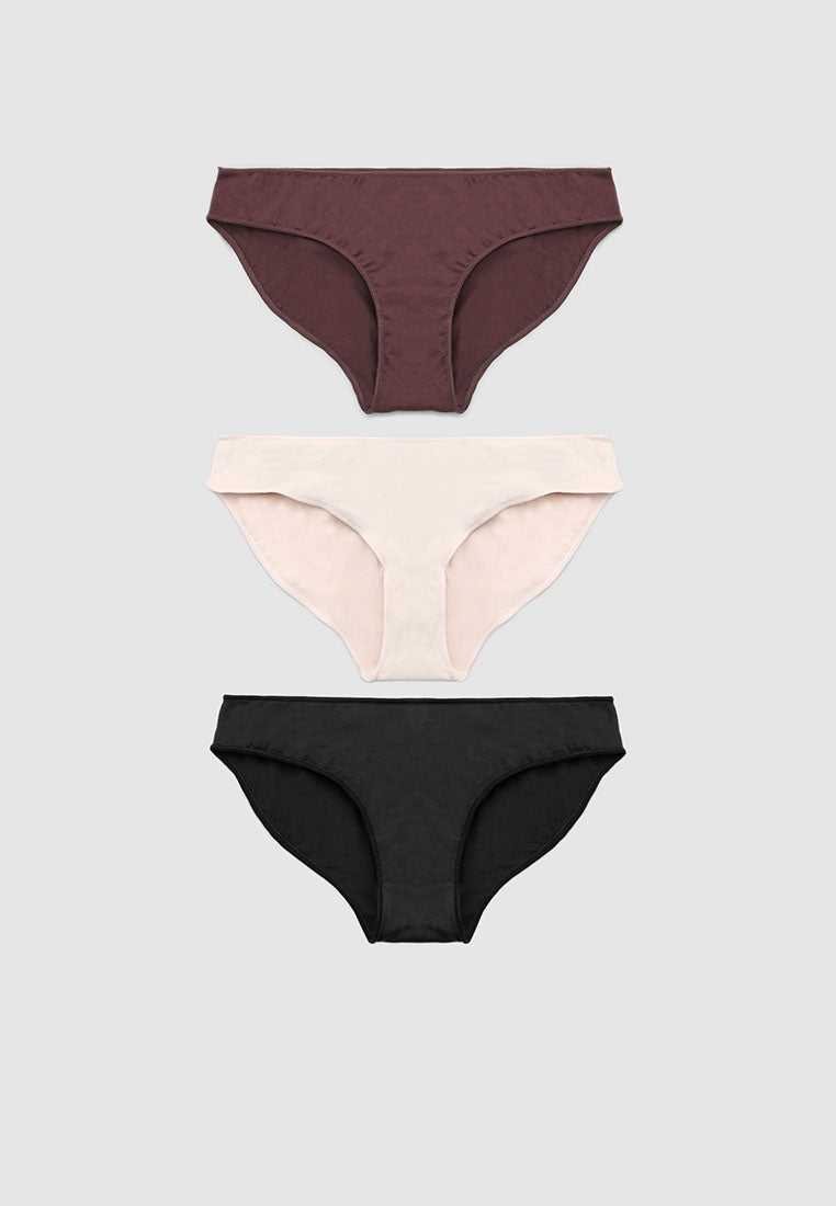 Women's Pack of 3 plain-colour briefs