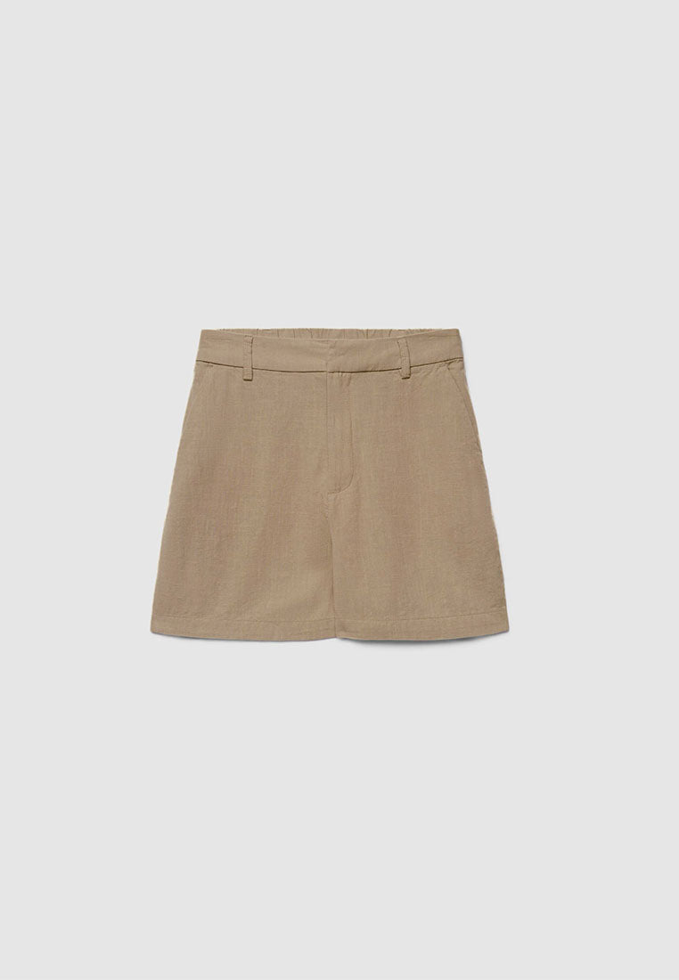 Women's Plain Linen-Effect Shorts