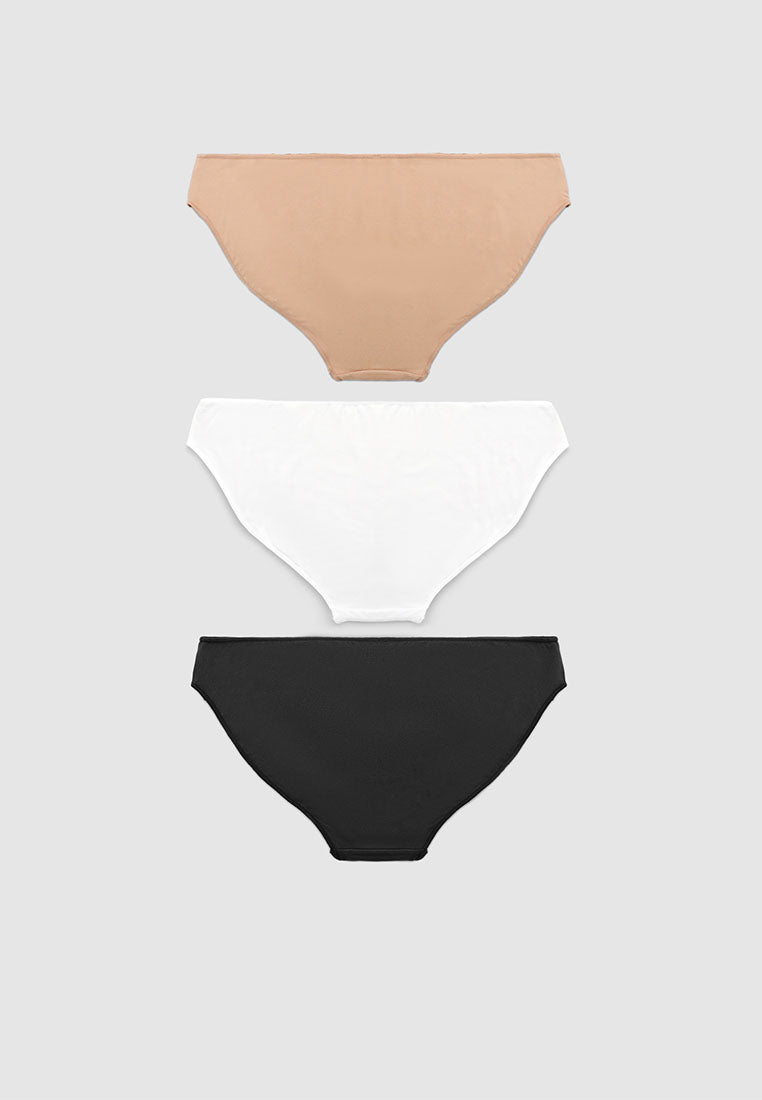 Women's Pack of 3 plain-colour briefs