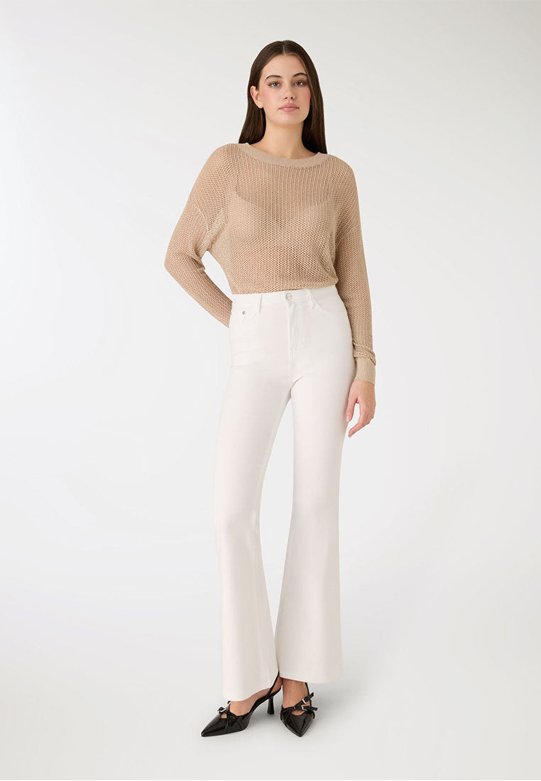 Women's Mesh Shimmer Long Sleeve Crop Top