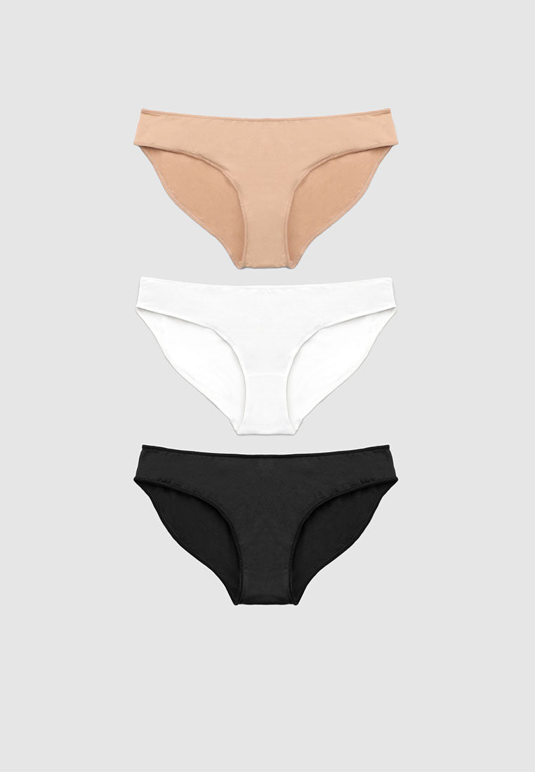 Women's Pack of 3 plain-colour briefs