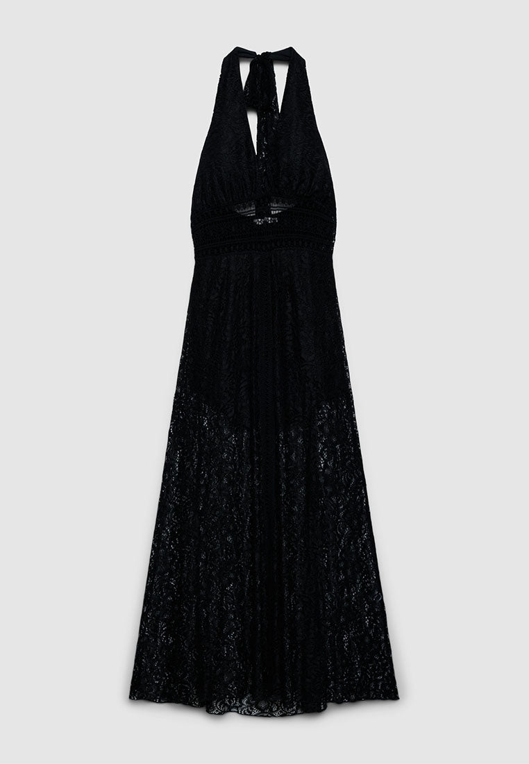 Women's Lace Halter Maxi Dress
