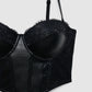 Women's Lace Faux leather Corset Top