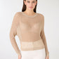 Women's Mesh Shimmer Long Sleeve Crop Top