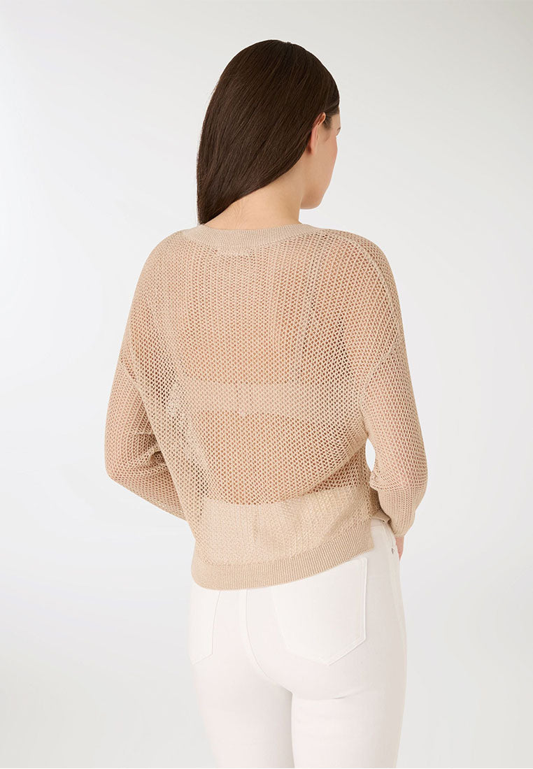 Women's Mesh Shimmer Long Sleeve Crop Top