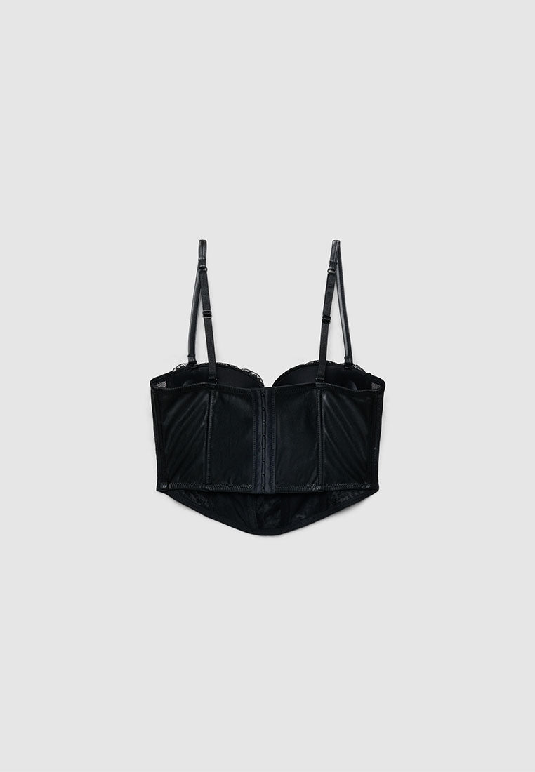 Women's Lace Faux leather Corset Top