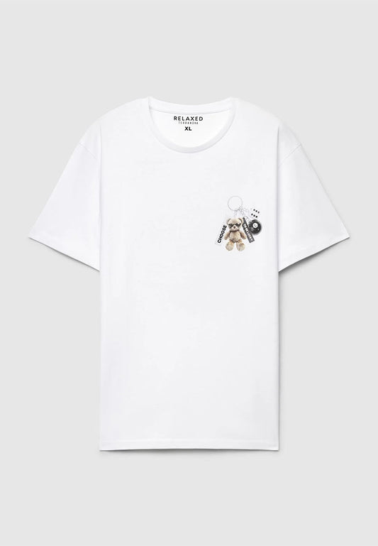 Men's Teddy Bear Keychain Relaxed Graphic T-Shirt