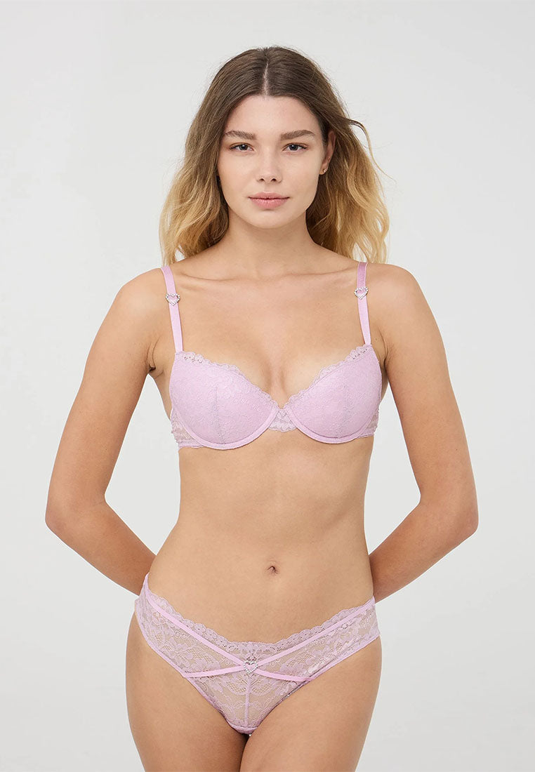 Women's Rhinestone Heart Detail Bra