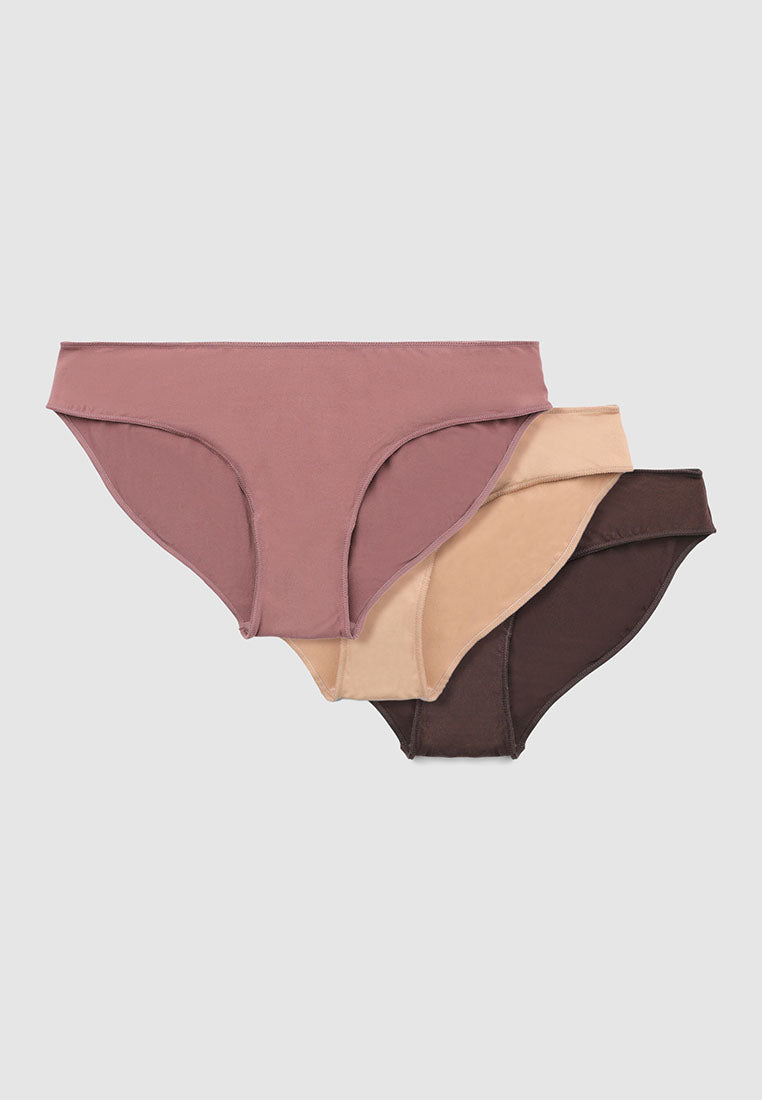 Women's Pack of 3 plain-colour briefs