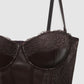 Women's Lace Faux leather Corset Top