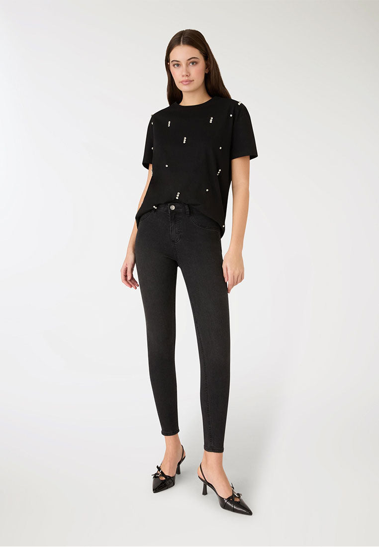 Women's crew neck T-shirt with Rhinestones