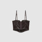 Women's Lace Faux leather Corset Top