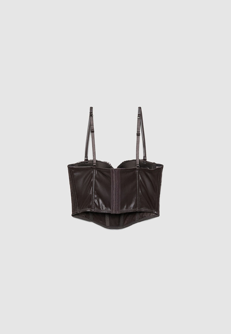Women's Lace Faux leather Corset Top