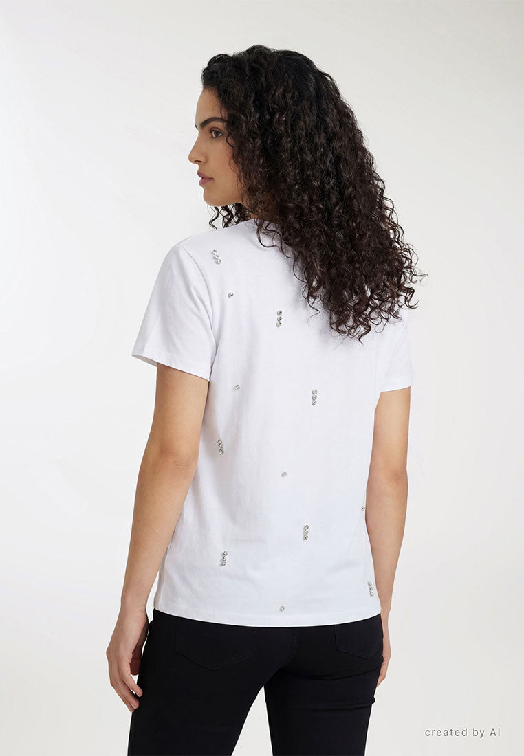 Women's crew neck T-shirt with Rhinestones