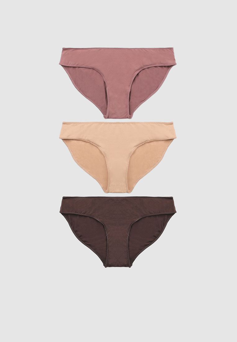 Women's Pack of 3 plain-colour briefs