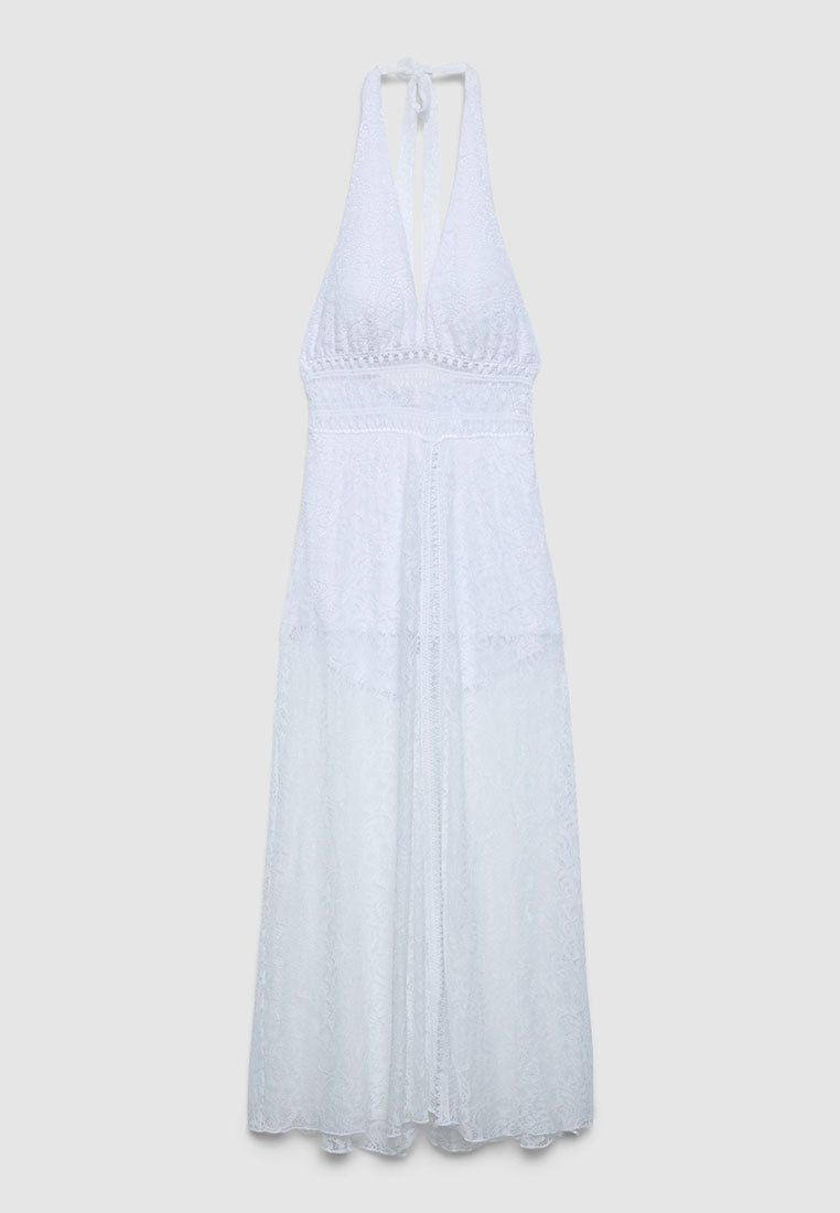 Women's Lace Halter Maxi Dress