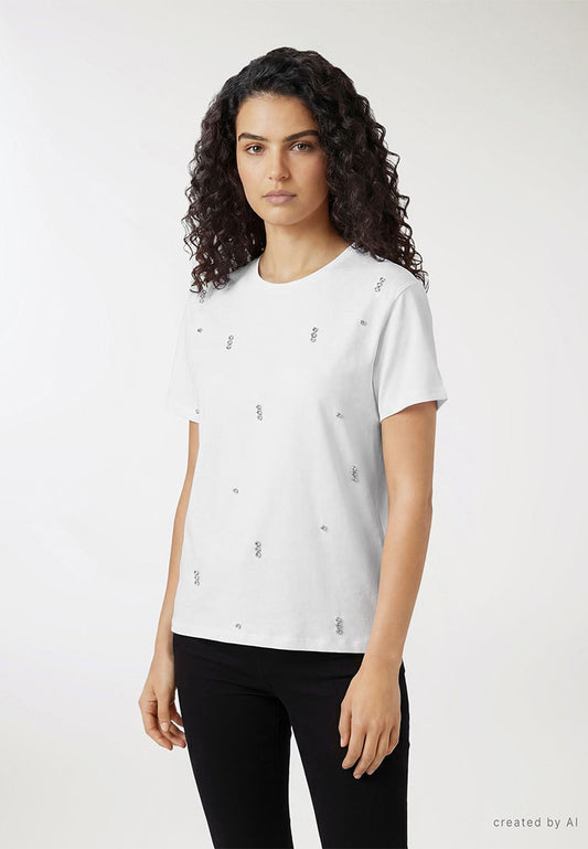 Women's crew neck T-shirt with Rhinestones