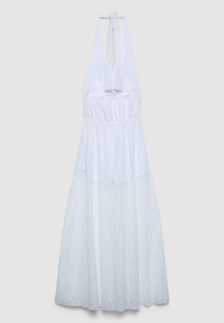 Women's Lace Halter Maxi Dress