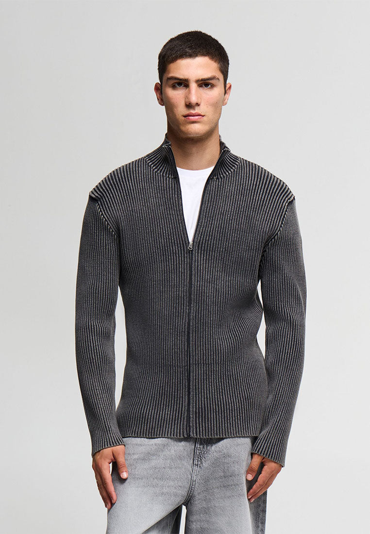 Men's Ribbed Zip-Up Cardigan