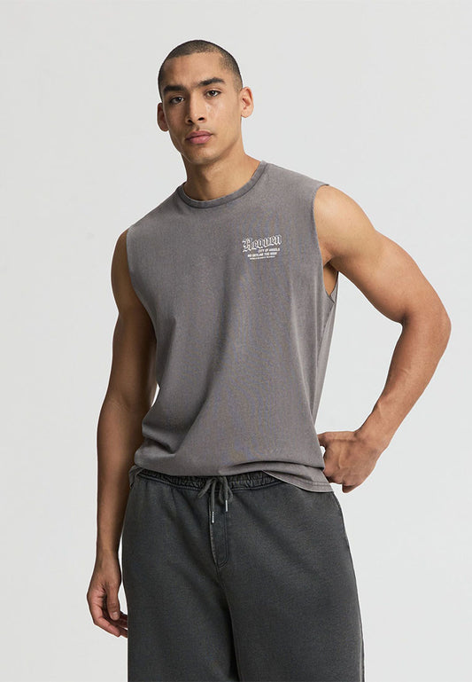 Men's Gothic Print Sleeveless Tank Top