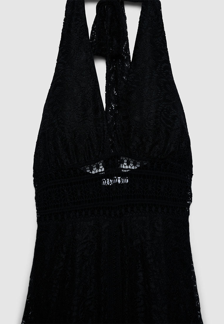 Women's Lace Halter Maxi Dress