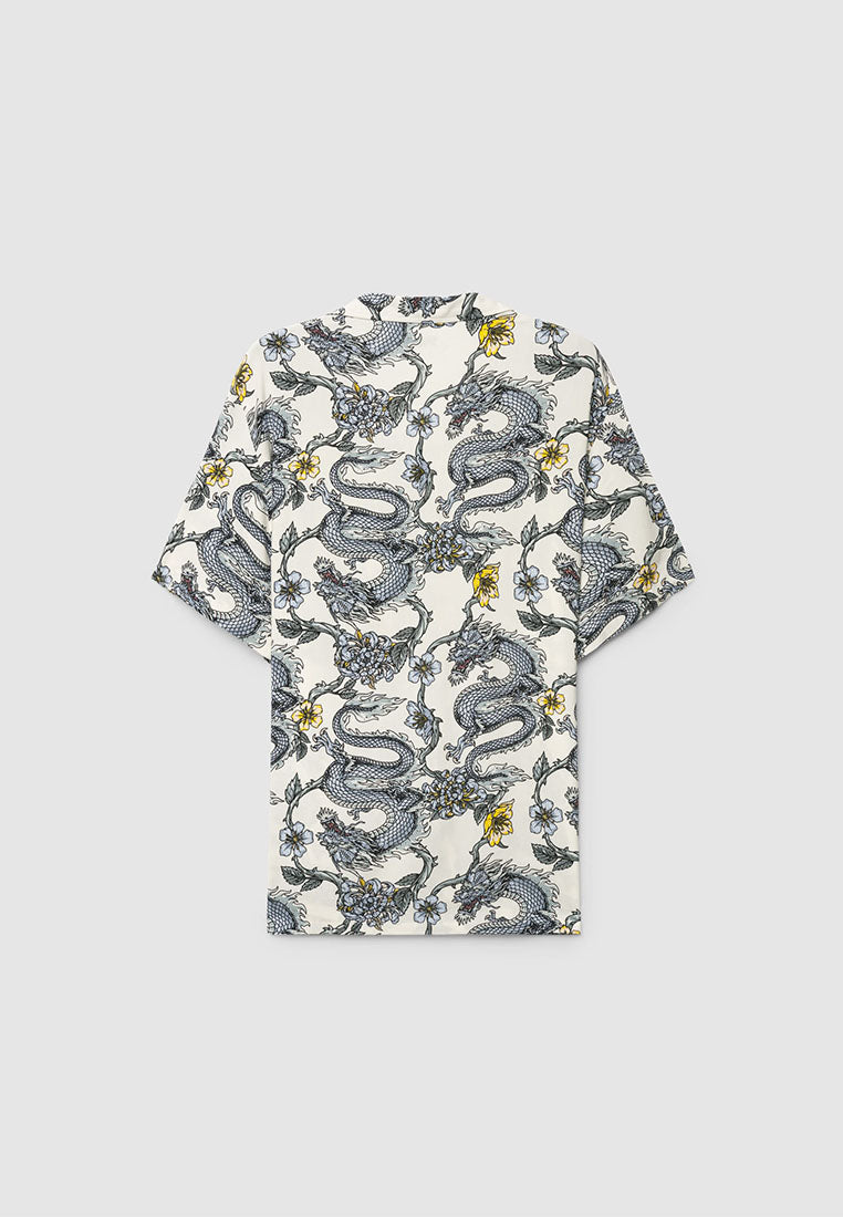 Men's Dragon Print Bowling Shirt