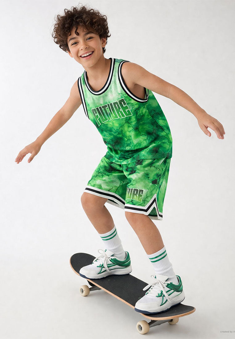 Short Gym Trousers with Print for Boys