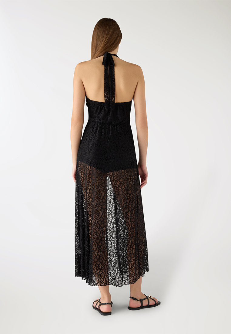 Women's Lace Halter Maxi Dress