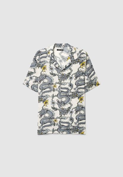 Men's Dragon Print Bowling Shirt