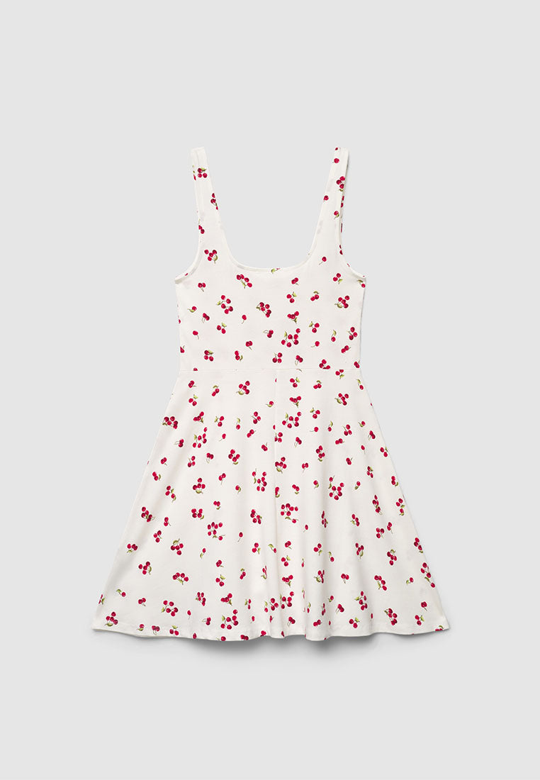 Women's Cherry Print Fit & Flare Mini Dress