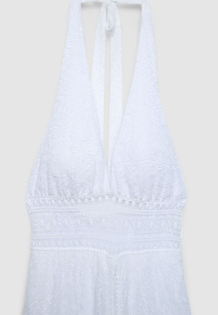 Women's Lace Halter Maxi Dress