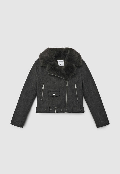Women's Nail with fur-effect neck and belt