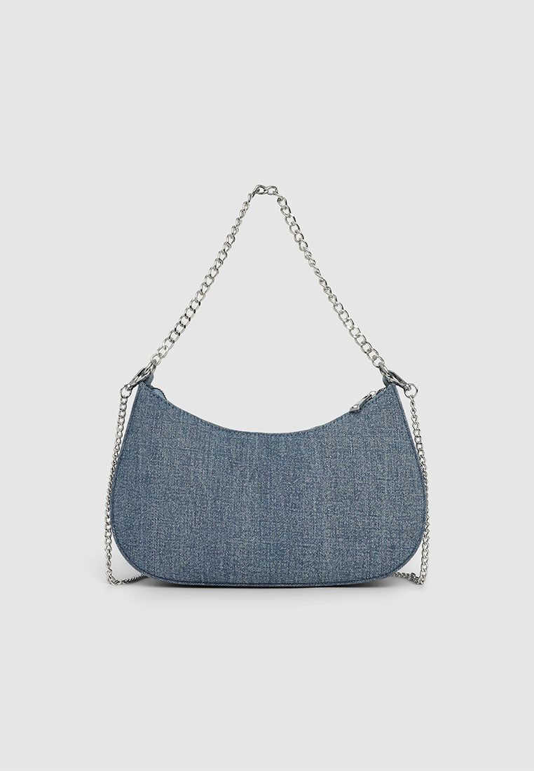 Women's Denim Half-Moon Shoulder Bag