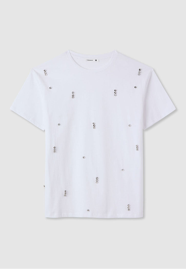 Women's crew neck T-shirt with Rhinestones