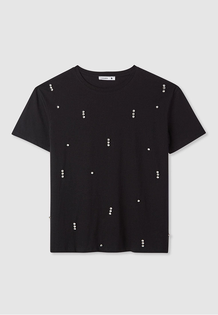 Women's crew neck T-shirt with Rhinestones