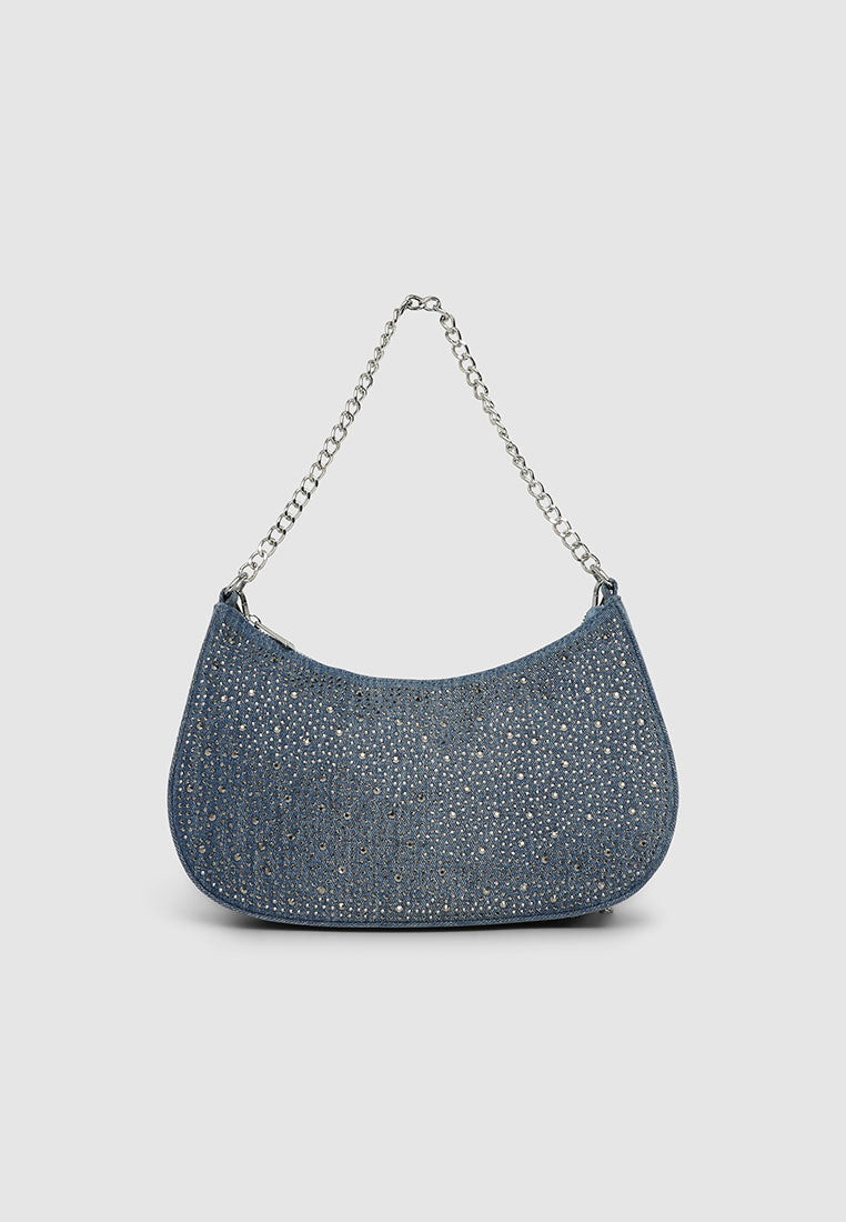 Women's Denim Half-Moon Shoulder Bag