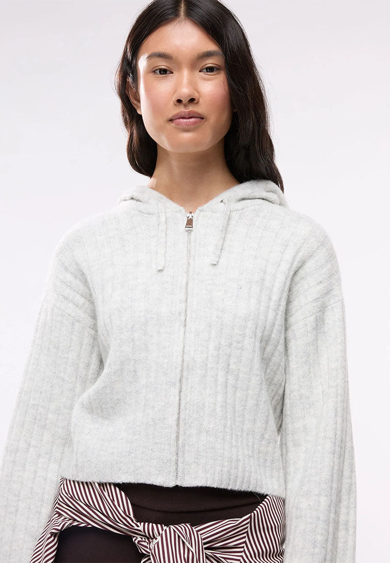 Women's Cropped cardigan with hood and zip