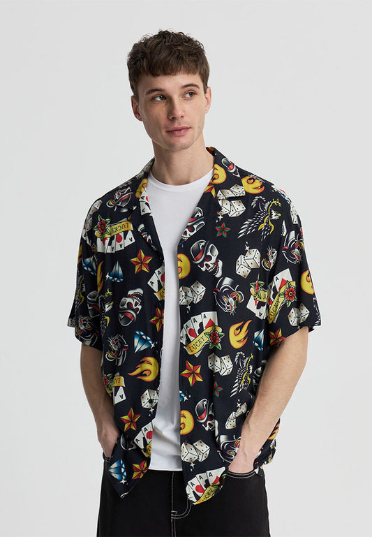 Men's Allover Print Bowling Shirt