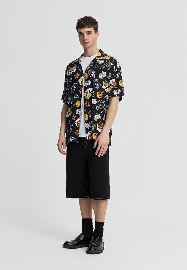 Men's Allover Print Bowling Shirt