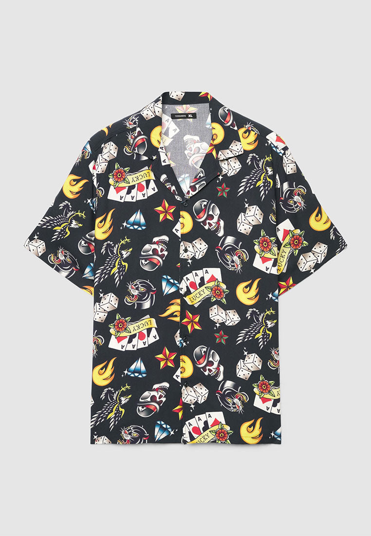 Men's Allover Print Bowling Shirt